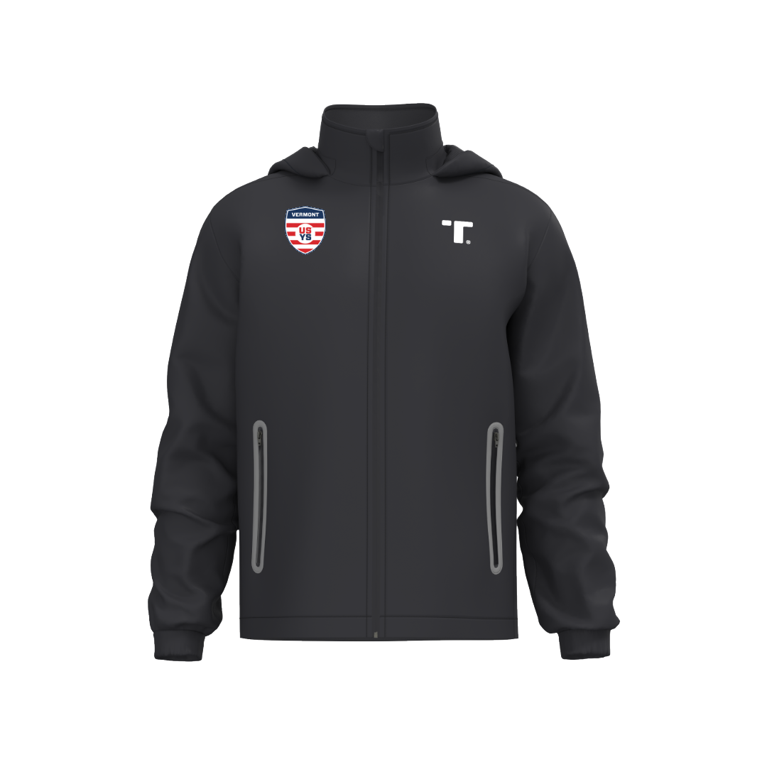 TRU 652 - Tech Rain Jacket - Vermont Soccer Association (Red and blue logo)